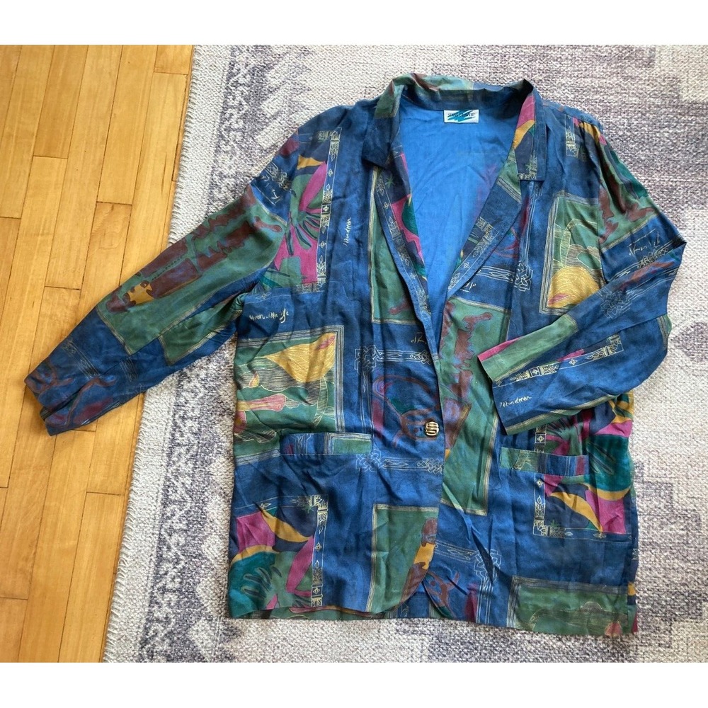 Womens Size‎ XXL Susan Graver Top One Button Multicolor Cardigan Pockets